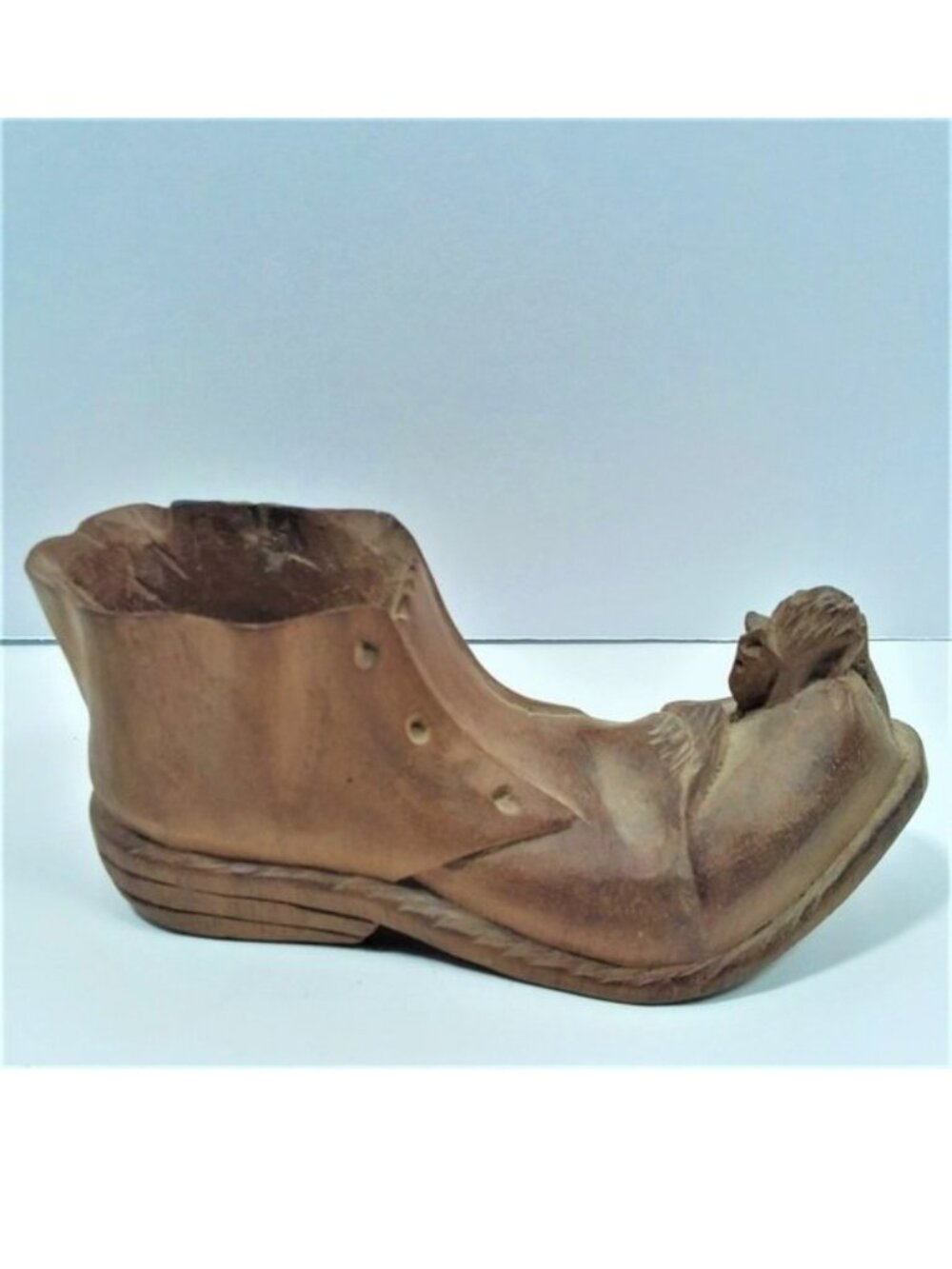 Vintage Figurine Collectable Carved Boot w/ Mouse Shoe Handmade South America